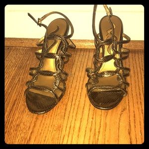 Gold Nina cage/gladiator heels